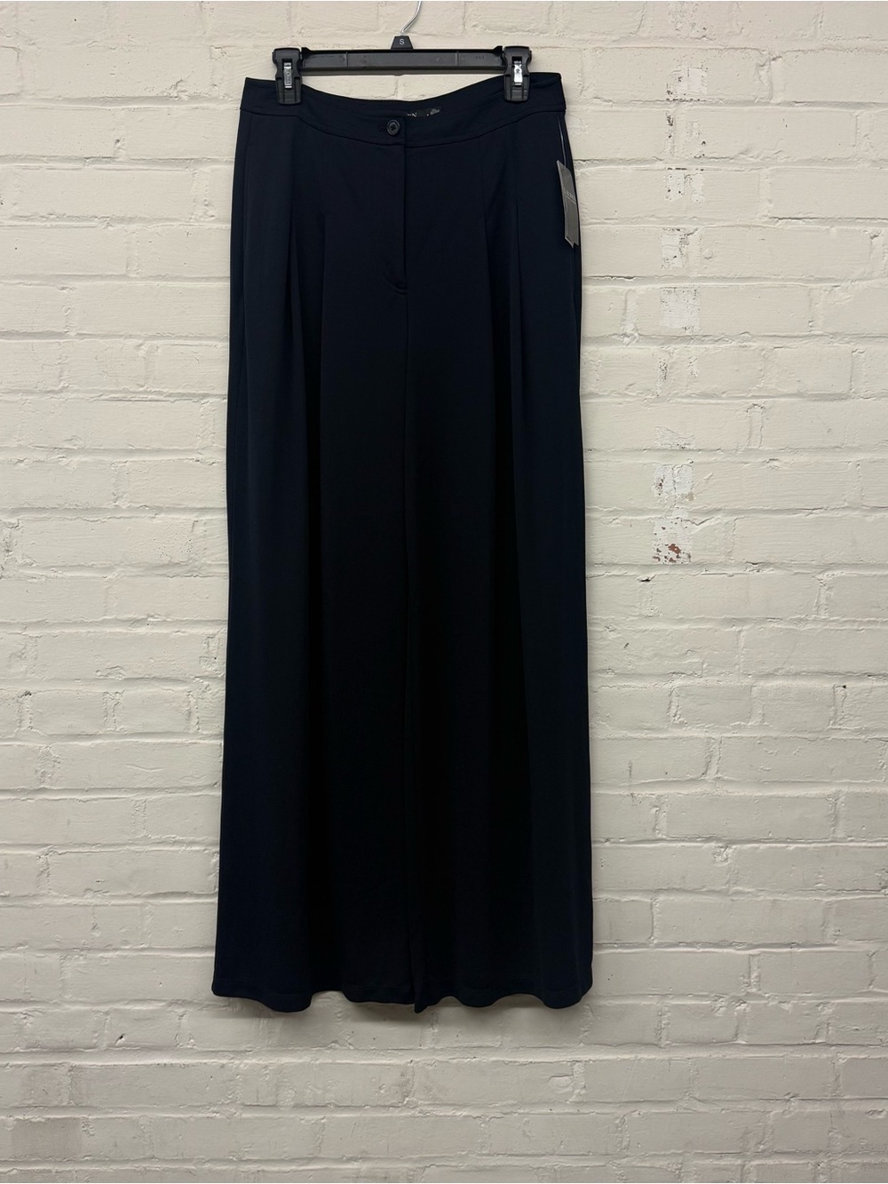 NWT Lauren Ralph Lauren Navy Wide Leg Pleated Stretch Jersey Pant - Picture 3 of 9